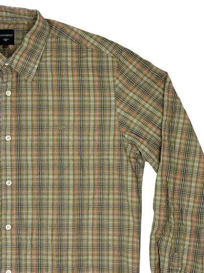 Dockers Green Plaid Collared Shirt XL