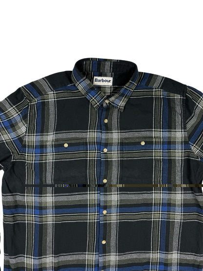 Barbour Black Plaid Check Cotton Button Up Shirt XL
