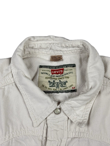 Levi's Vintage Pearl Snap White Western Long Sleeve Button Shirt Medium