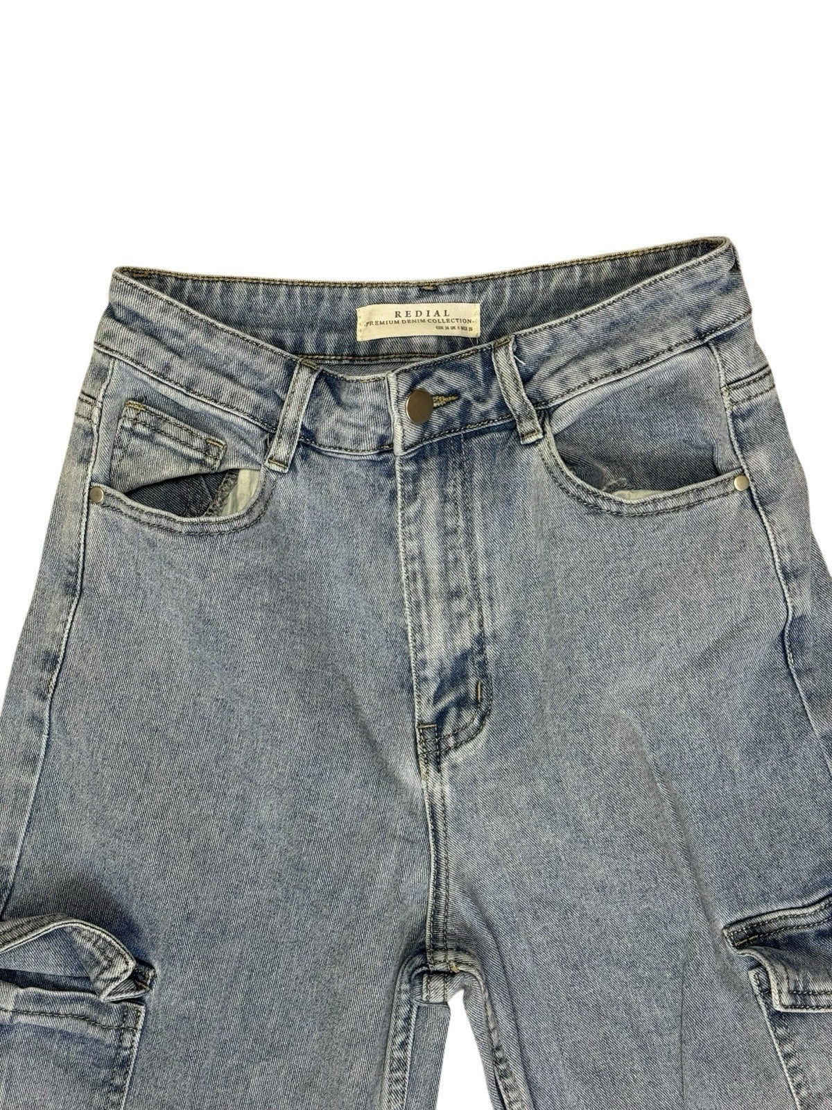 Redial Blue Loose Fit Cargo Jeans Size 8