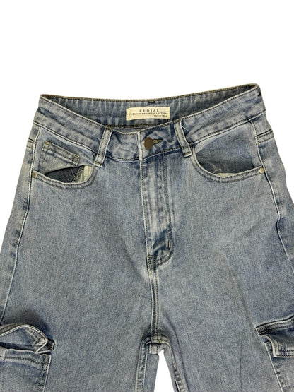Redial Blue Loose Fit Cargo Jeans Size 8