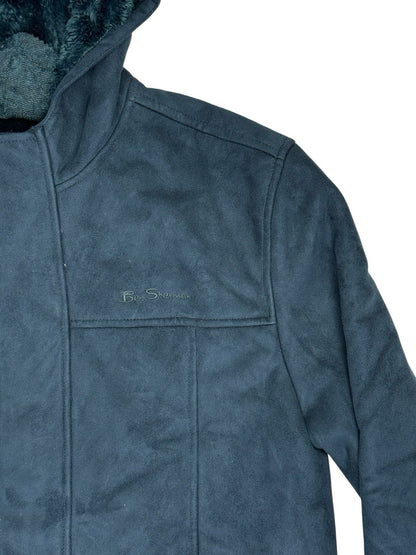 Ben Sherman Blue Lined Suede Coat Large