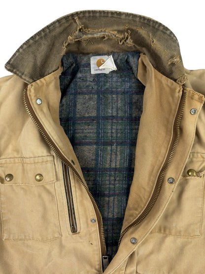 Carhartt PB1321 Tan Washed Duck Trail Parka Blanket Lined 90s Jacket Large
