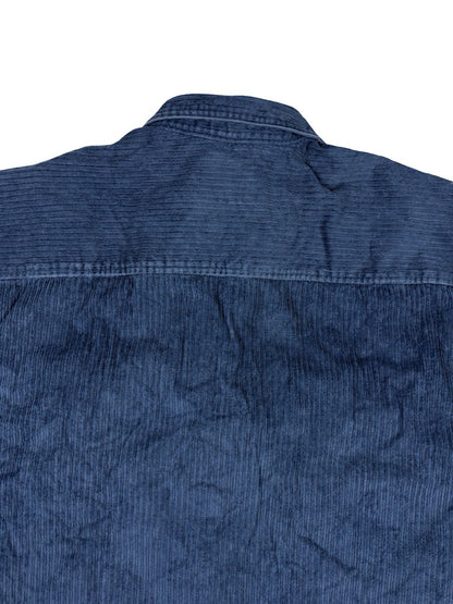 Property Retro Blue Corduroy Cotton Zip Shirt Jacket Large