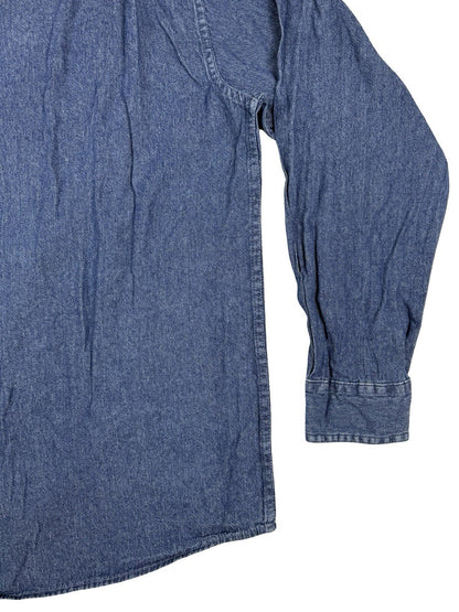 Wrangler Blue Cotton Long Sleeve Denim Shirt Large