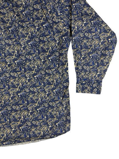 Club Room Retro Blue Cotton Paisley Shirt XL