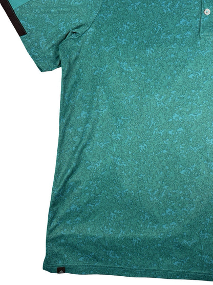 Adidas Green Topography Pattern Climacool Polyester Polo Top XL
