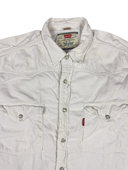 Levi's Vintage Pearl Snap White Western Long Sleeve Button Shirt Medium