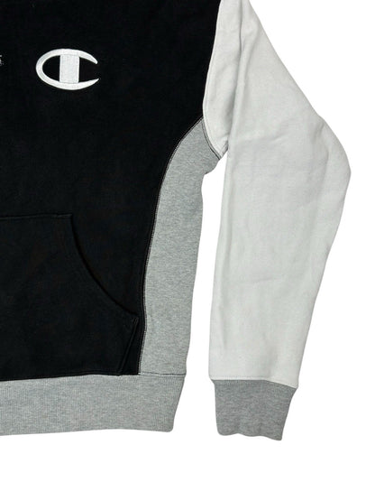 Champion Black Embroidered Colourblock Retro Hoodie Small