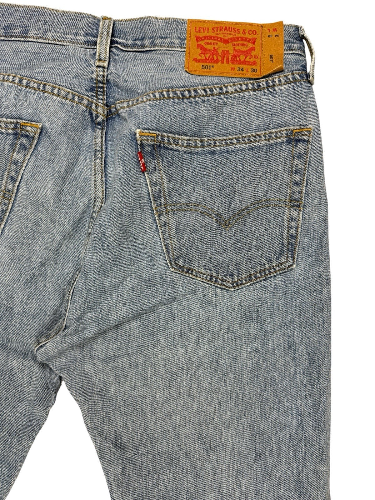 Levi's 501 Light Blue Straight Leg Denim Jeans 34W 30L