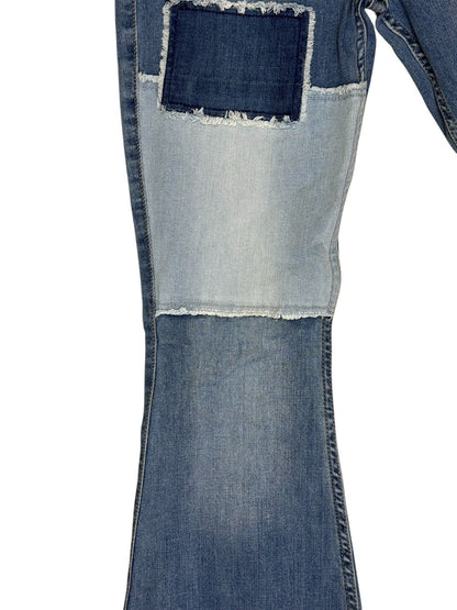 Hollister Blue High-Rise Flare Patchwork Jeans 26W 31L