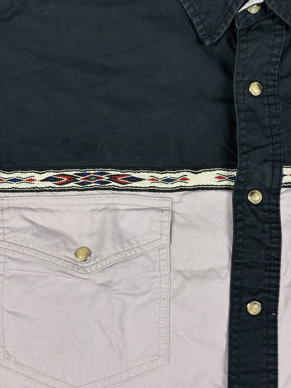 Wrangler Vintage Grey Pearl Snap Western Cowboy Shirt Large