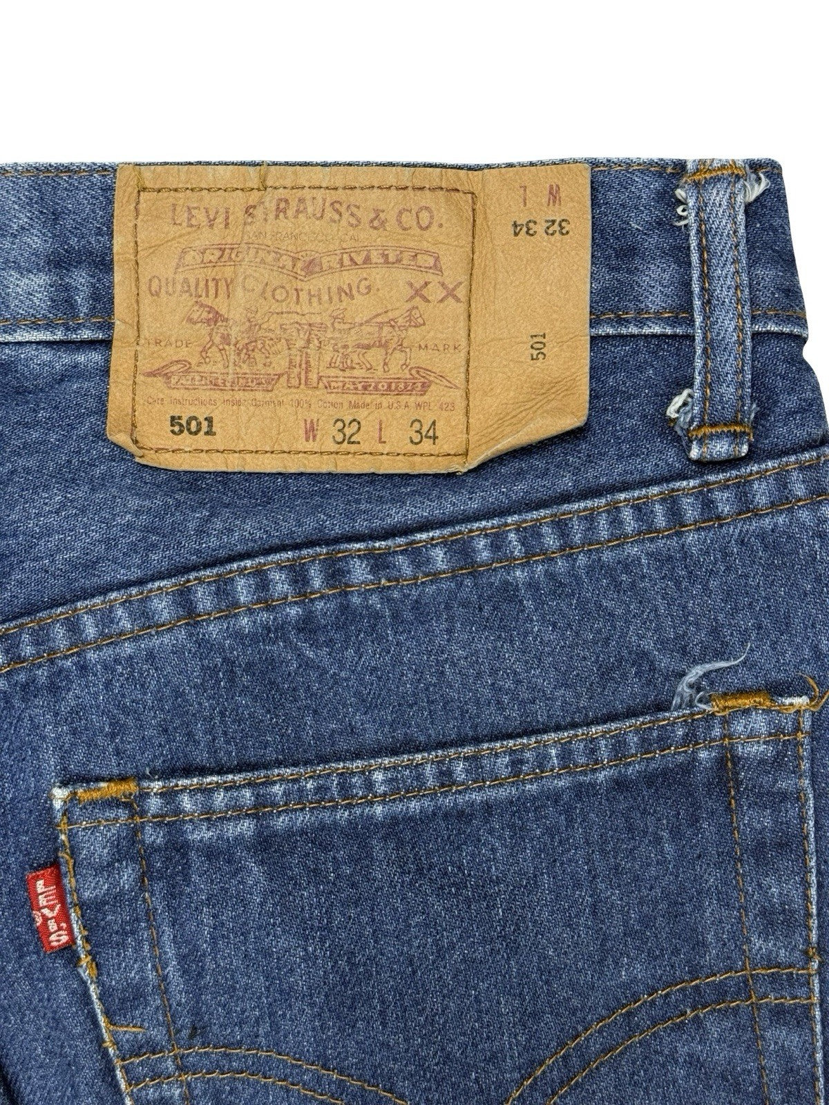 Levi's 501 Vintage 90s Blue Denim Straight Leg Jeans 32W 28L Made in USA