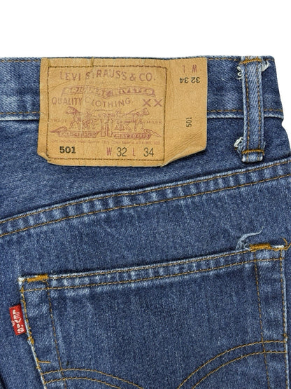 Levi's 501 Vintage 90s Blue Denim Straight Leg Jeans 32W 28L Made in USA