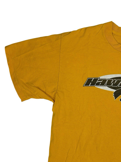 Iowa Hawkeyes Retro Yellow Printed Cotton American College Sports Top Large