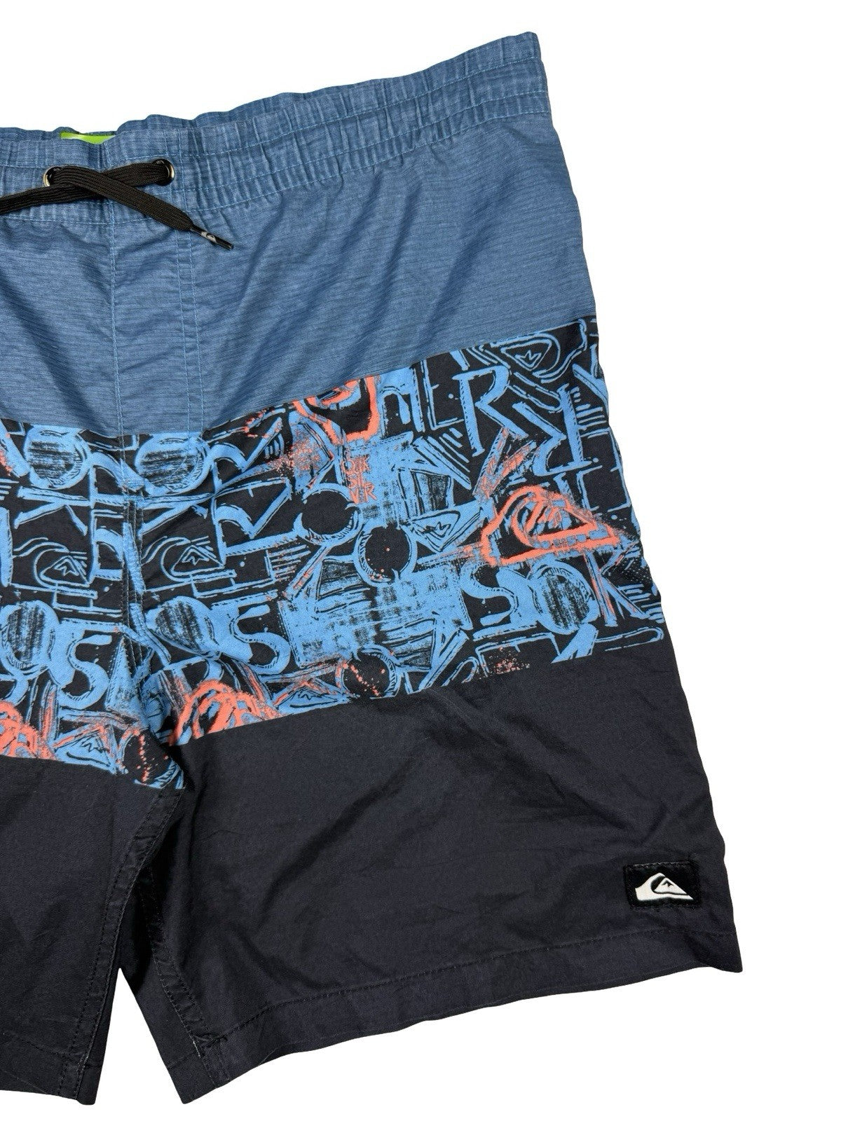 Quiksilver Retro Blue Patterned Polyester Lined Swim Trunks 36W