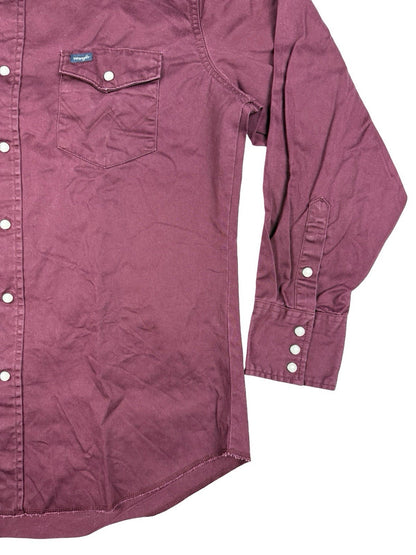 Wrangler Maroon Western Cowboy Pearl Snap Shirt Large