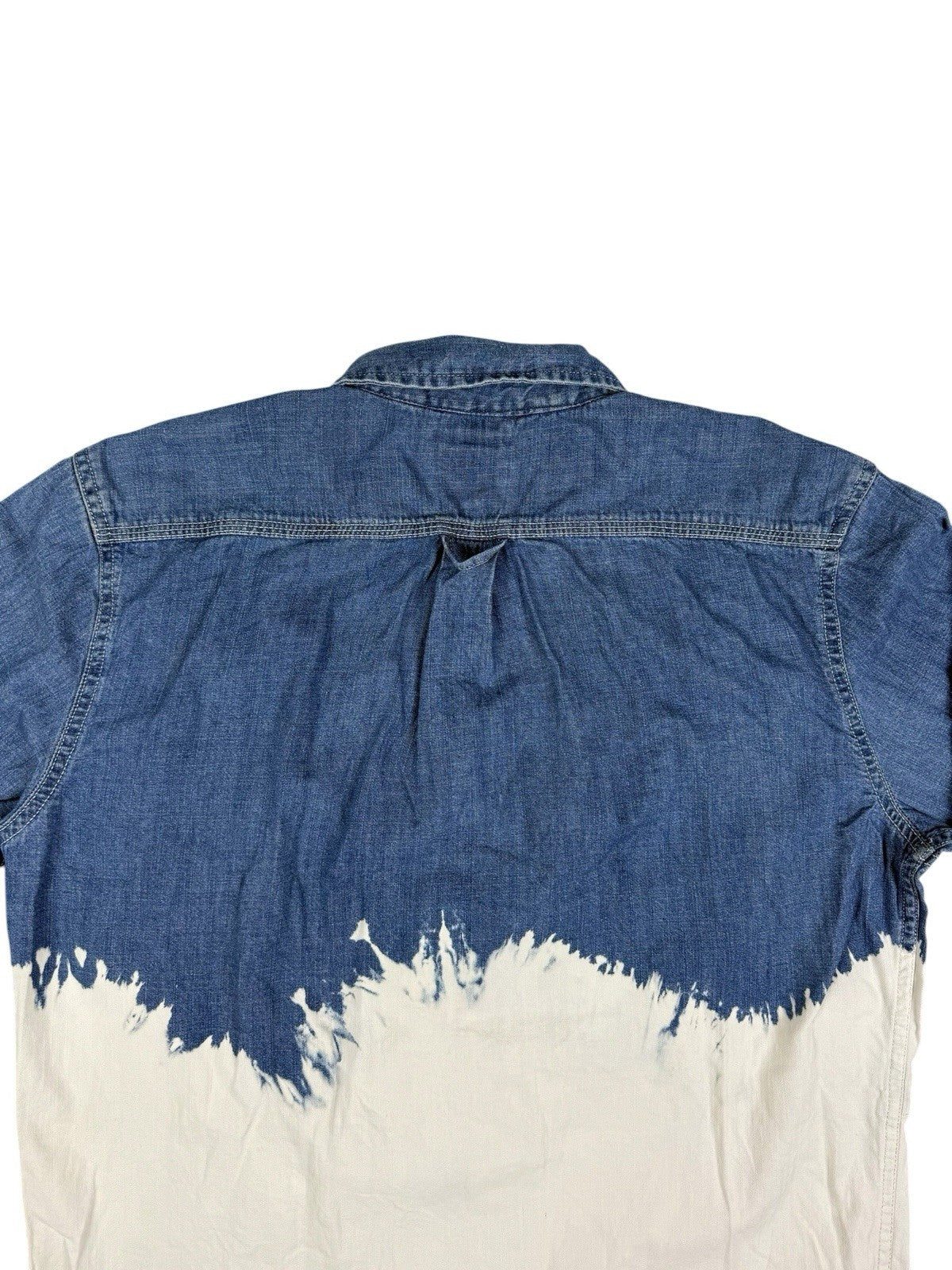 Levi's Blue White Bleach Pattern Denim Collared Long Sleeve Shirt Medium