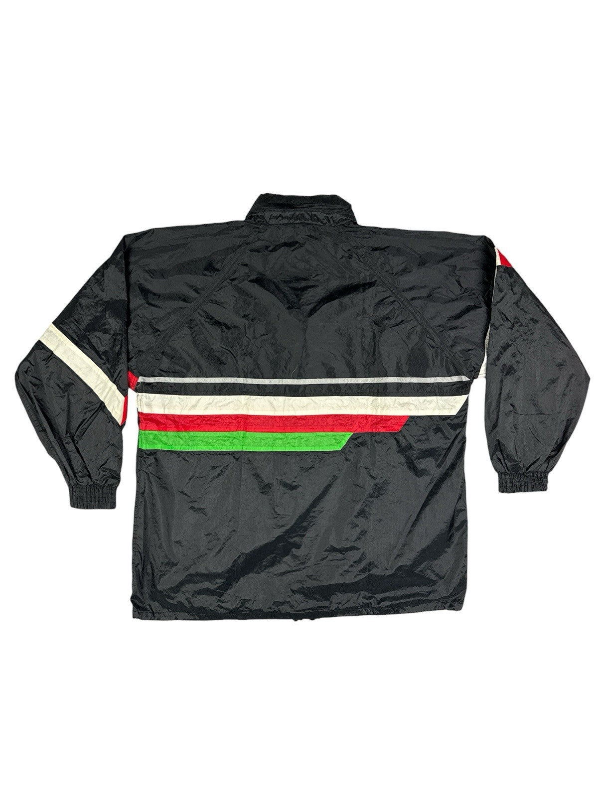 Adidas Vintage Black Hooded Striped Zip Track Jacket Large