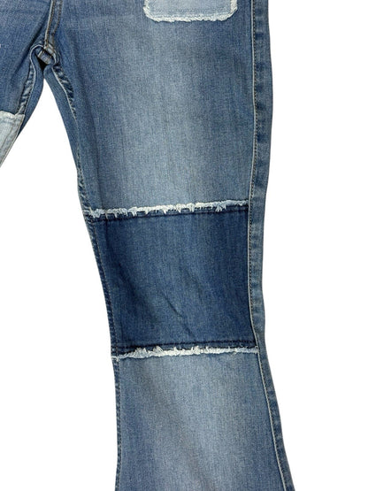 Hollister Blue High-Rise Flare Patchwork Jeans 26W 31L