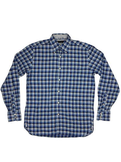 Tommy Hilfiger Blue Plaid Collared Shirt Medium