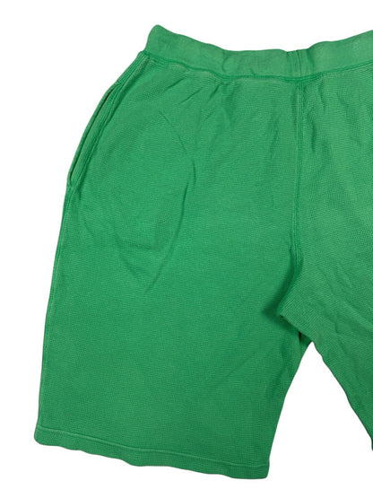 Polo Ralph Lauren Green Cotton Waffle Pattern Lounge Jogger Sweat Shorts Large
