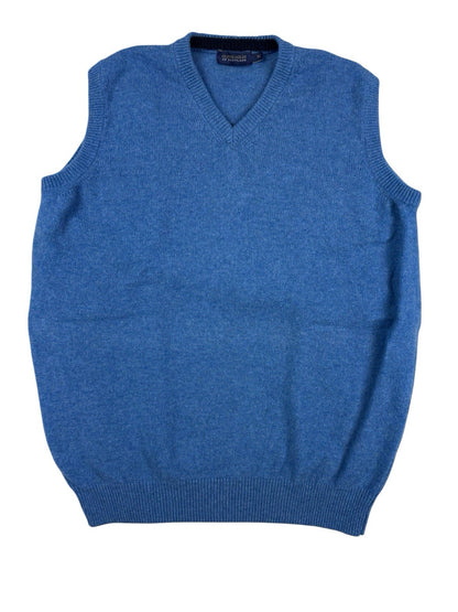 Gleneagles of Scotland Blue Wool Knit Golf Vest Medium