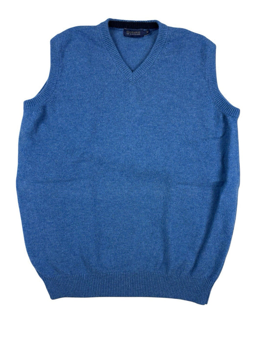 Gleneagles of Scotland Blue Wool Knit Golf Vest Medium