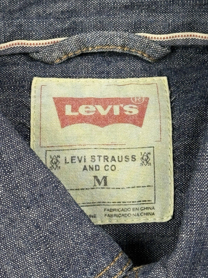 Levi's Blue Cotton Short Sleeve Chambray Shirt Medium
