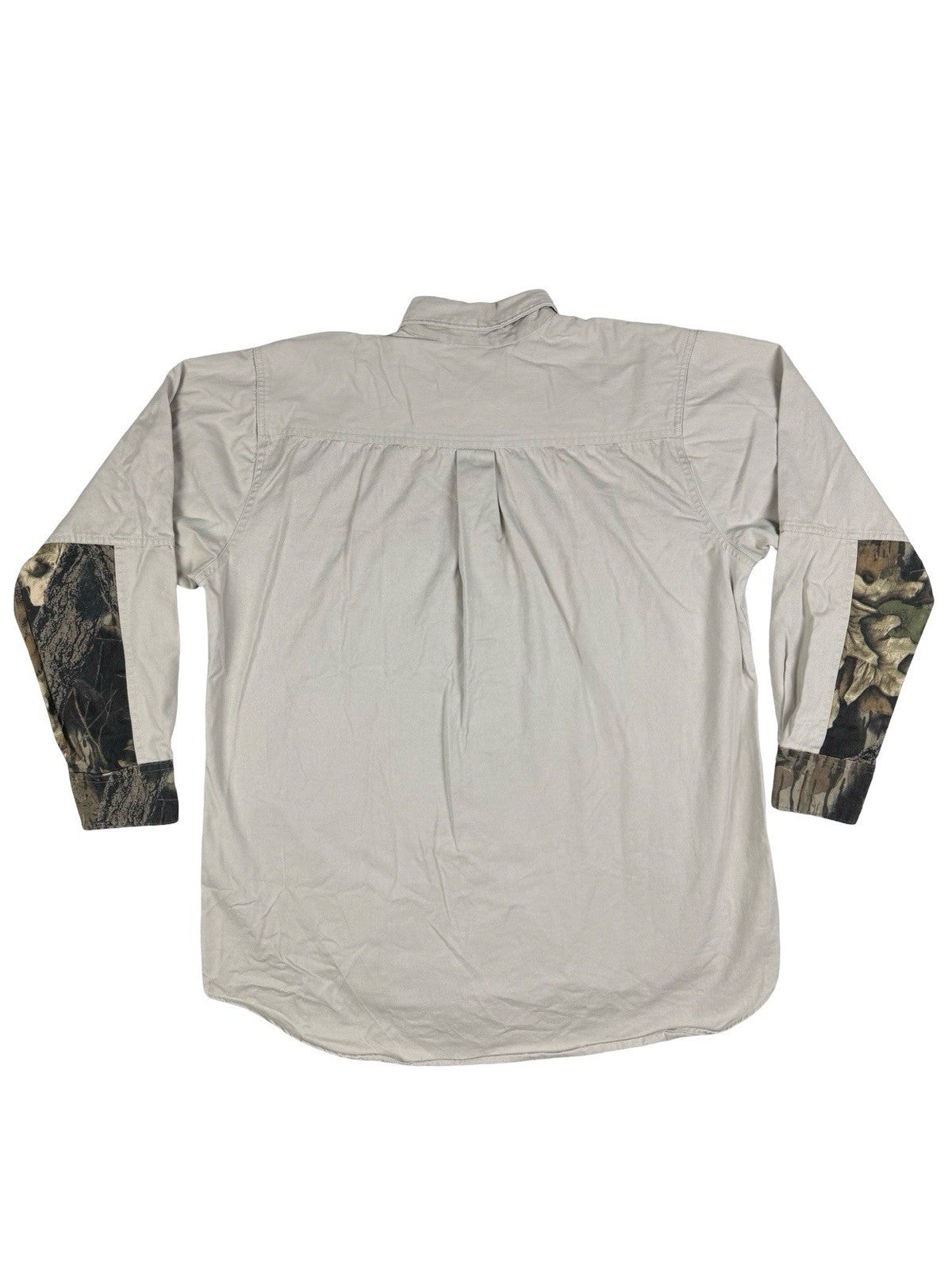 Mossy Oak Vintage Grey Camo Patch Cotton Shirt Size Large Made In USA