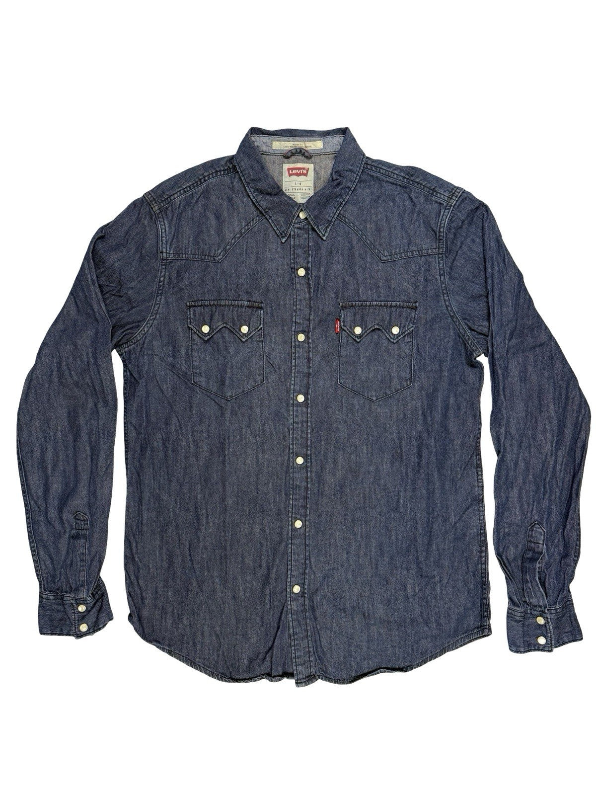 Levi's Blue Pearl Snap Western Denim Shirt Large