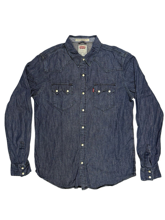 Levi's Blue Pearl Snap Western Denim Shirt Large