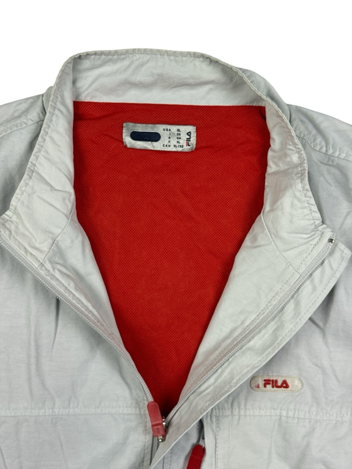 Fila Retro Grey Mesh Lined Y2K Zip Track Jacket XL
