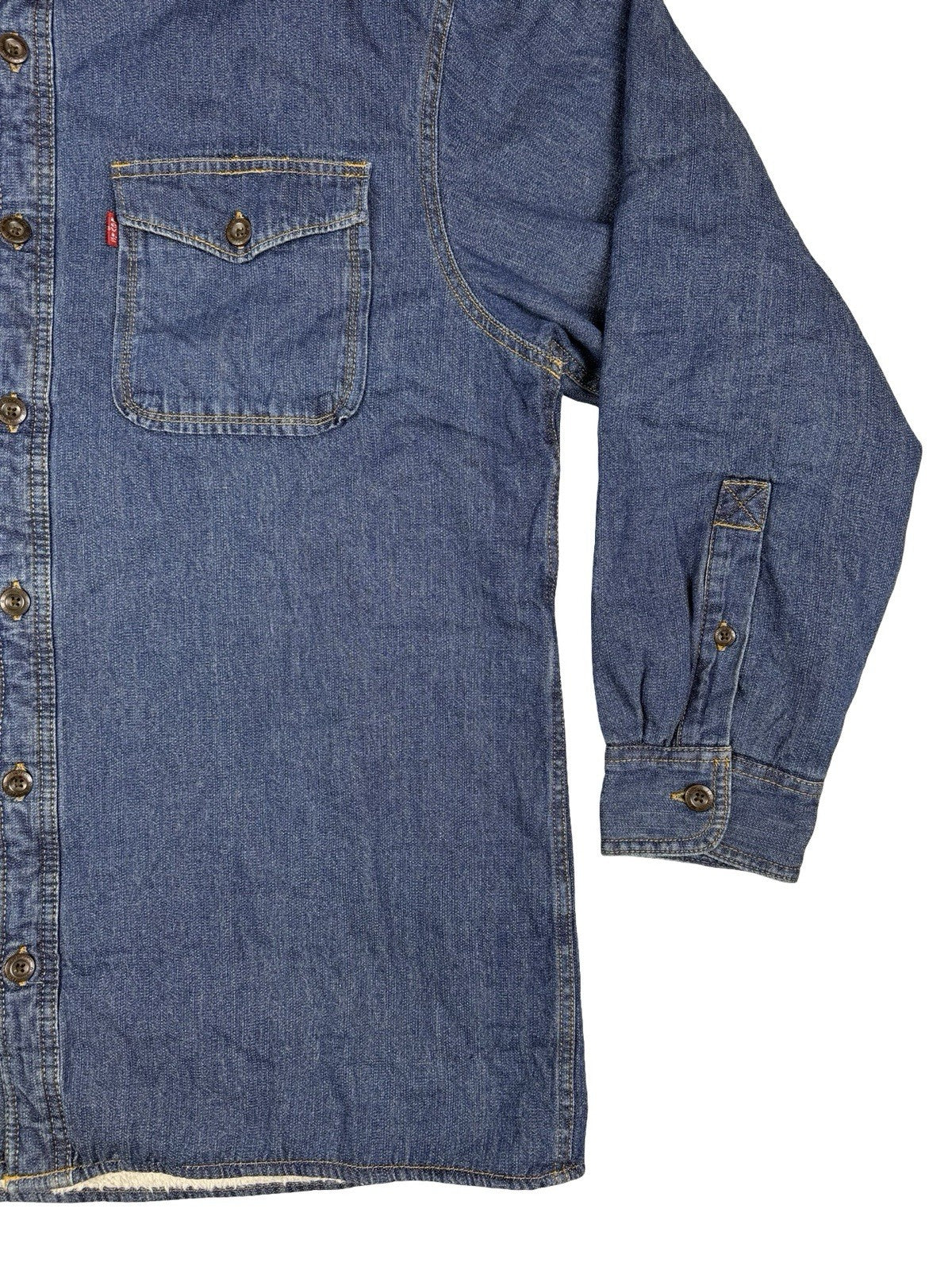 Levi's Blue Sherpa Fleece Lined Haywood Denim Button Shirt Jacket Large
