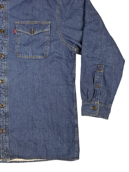 Levi's Blue Sherpa Fleece Lined Haywood Denim Button Shirt Jacket Large