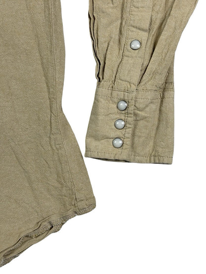Wrangler Beige Pearl Snap Cowboy Cut Western Shirt Large