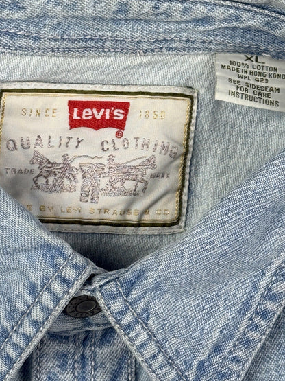 Levi's Red Tab Vtg 90's Blue Embroidered Chambray Teaching Shirt XL