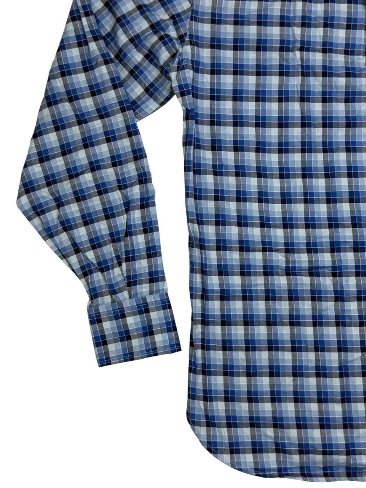 Tommy Hilfiger Blue Plaid Collared Shirt Medium