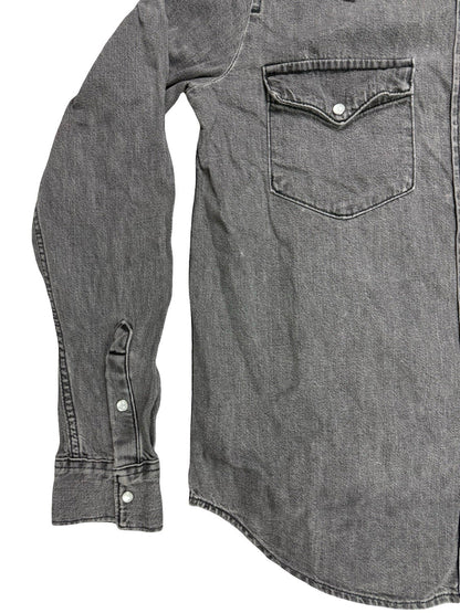 Levi's Faded Grey Pearl Snap Western Cotton Denim Shirt Small