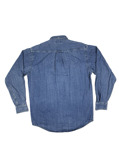 St John's Bay Vintage Blue Denim Workwear Shirt Small