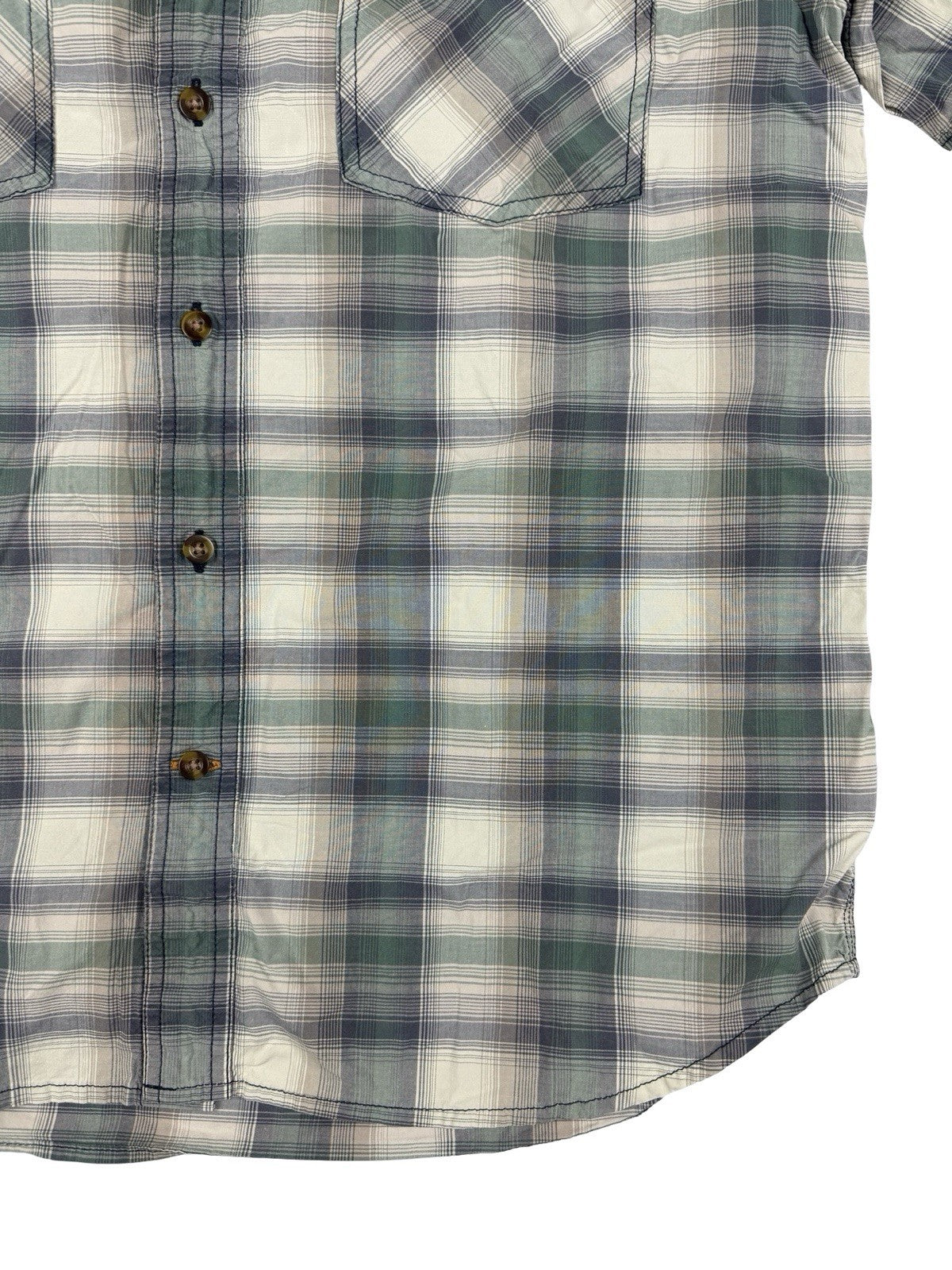 Carhartt Green Grey Plaid Short Sleeve Relaxed Fit Button Shirt Large Regular