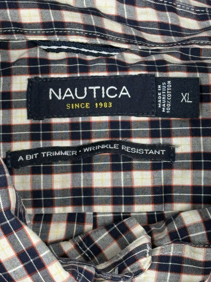 Nautica Retro Multicoloured Plaid Cotton Collared Shirt XL
