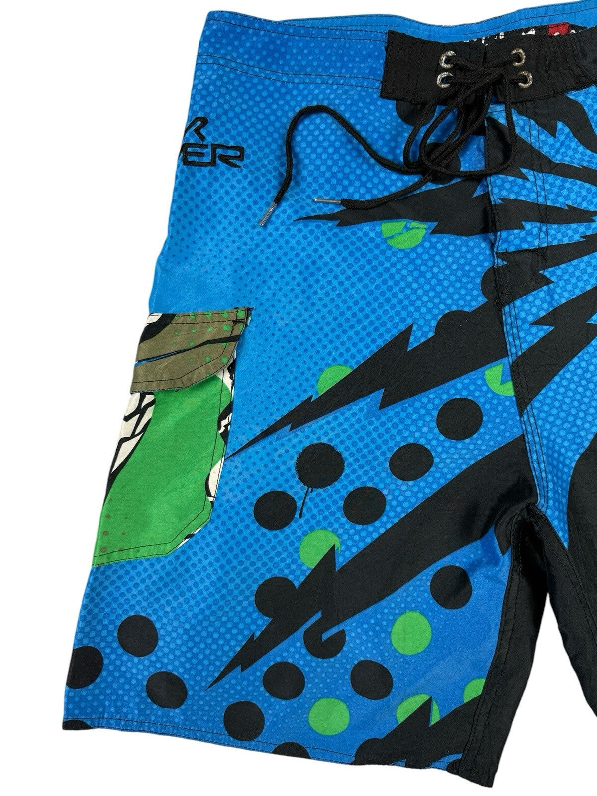 Quiksilver Retro Y2K Crazy Fox Pattern Board Swim Shorts 34W Large