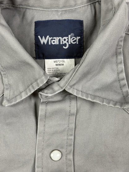 Wrangler Grey Cowboy Cut Pearl Snap Firm Twill Work Shirt Medium