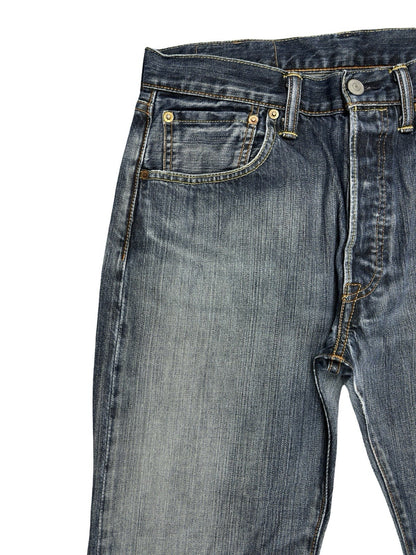 Levi's 501 Blue Straight Fit Button Fly Denim Jeans 32W 32L