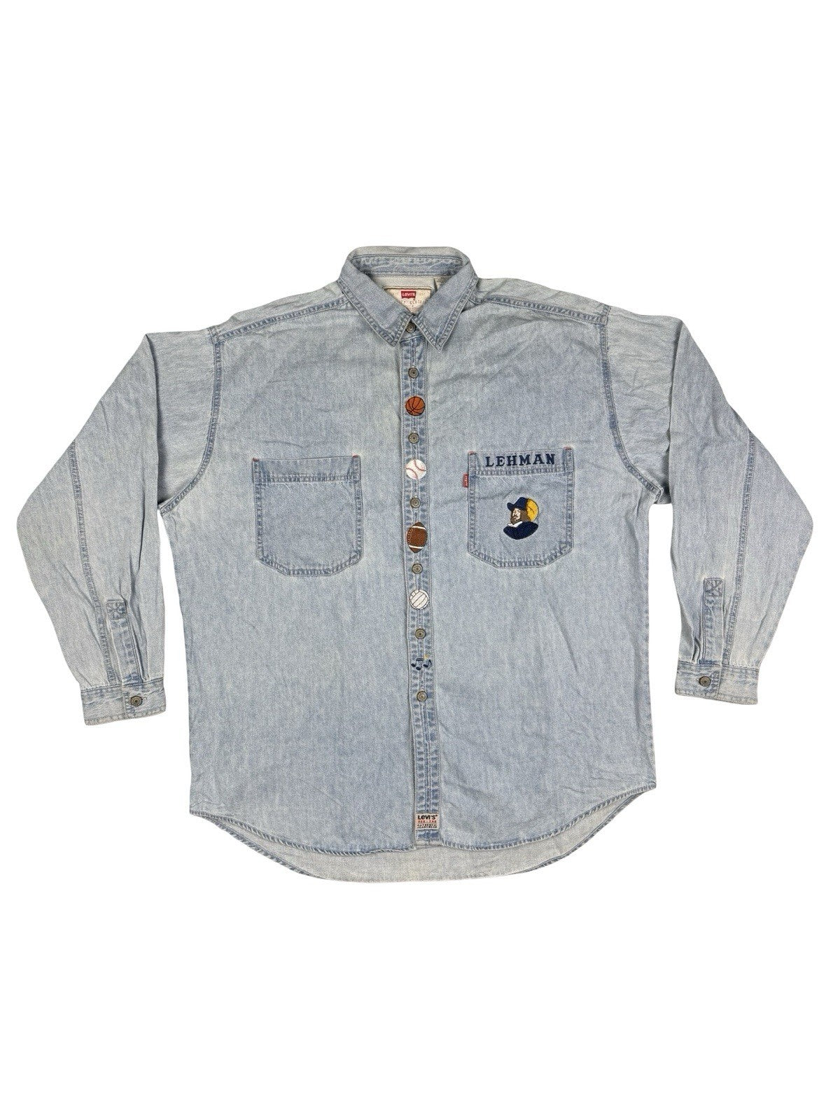 Levi's Red Tab Vtg 90's Blue Embroidered Chambray Teaching Shirt XL