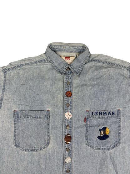 Levi's Red Tab Vtg 90's Blue Embroidered Chambray Teaching Shirt XL