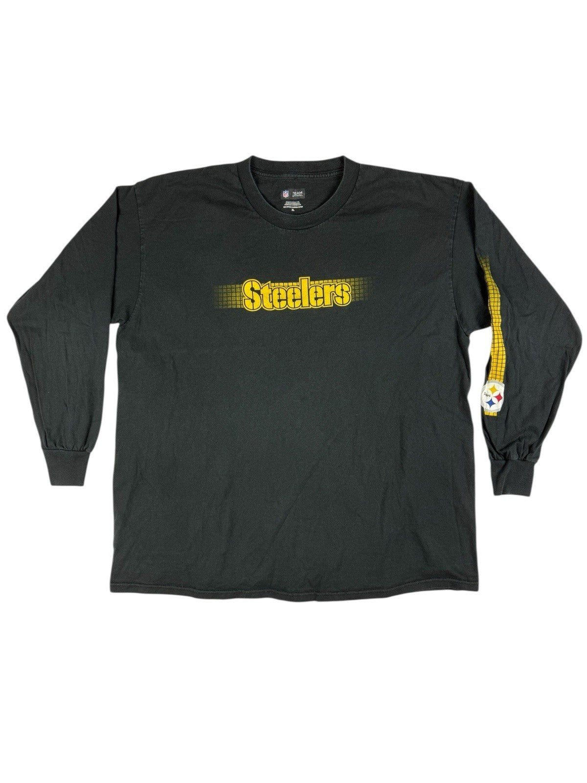 NFL Team Apparel Black Pittsburgh Steelers Long Sleeve Cotton Top XL