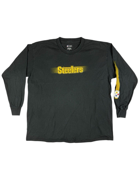 NFL Team Apparel Black Pittsburgh Steelers Long Sleeve Cotton Top XL