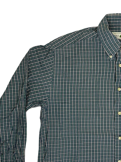 Lacoste Chemise Green Plaid Collared Shirt Large